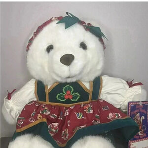 K-mart (1995) 15" Santa's Magical Toyshop White Teddy Bear Stuffed plush